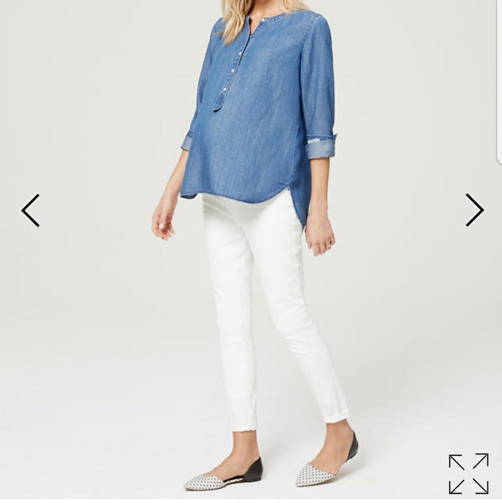 Loft Maternity Demi Panel Skinny Jeans in White